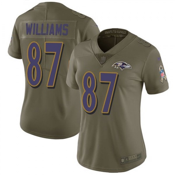 Women's Ravens #87 Maxx Williams Olive Stitched NFL Limited 2017 Salute to Service Jersey