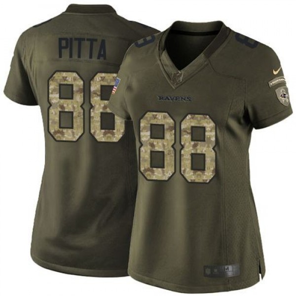 Women's Ravens #88 Dennis Pitta Green Stitched NFL Limited Salute to Service Jersey