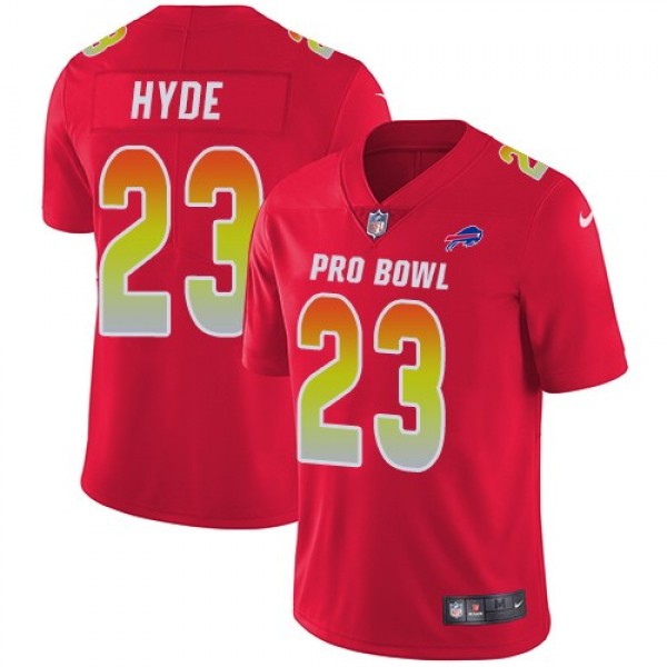 Women's Bills #23 Micah Hyde Red Stitched NFL Limited AFC 2018 Pro Bowl Jersey