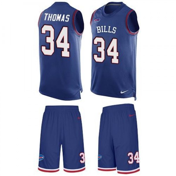 Nike Bills #34 Thurman Thomas Royal Blue Team Color Men's Stitched NFL Limited Tank Top Suit Jersey