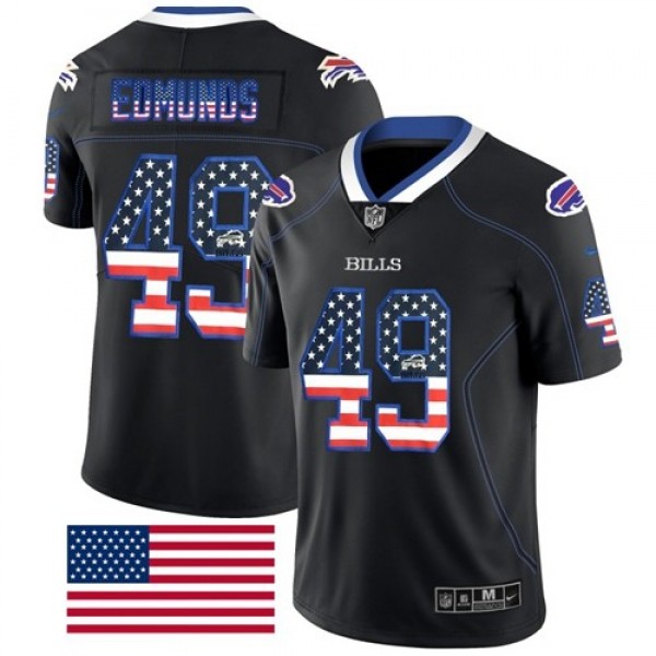 Nike Bills #49 Tremaine Edmunds Black Men's Stitched NFL Limited Rush USA Flag Jersey