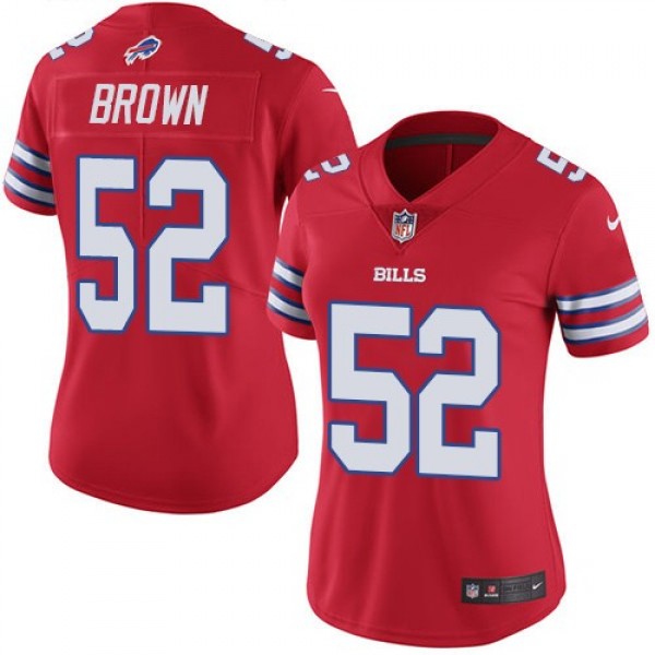 Women's Bills #52 Preston Brown Red Stitched NFL Limited Rush Jersey