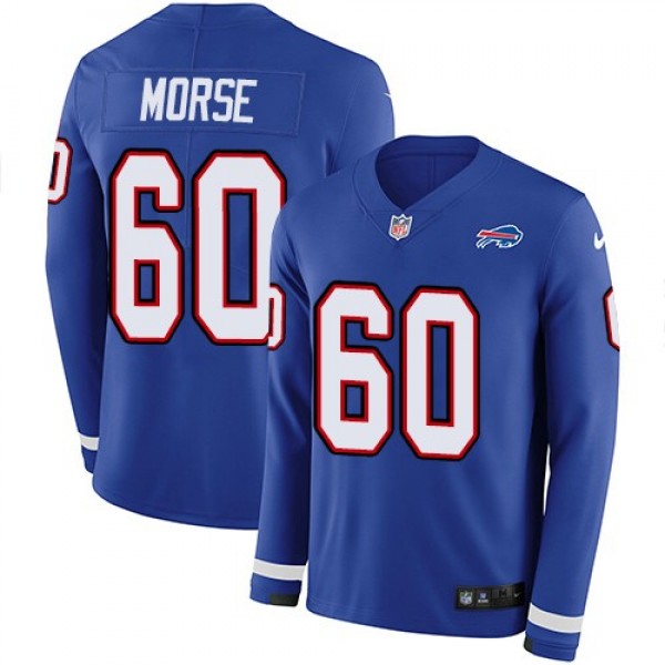 Nike Bills #60 Mitch Morse Royal Blue Team Color Men's Stitched NFL Limited Therma Long Sleeve Jersey