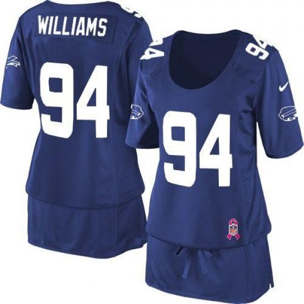Women's Bills #94 Mario Williams Royal Blue Team Color Breast Cancer Awareness Stitched NFL Elite Jersey