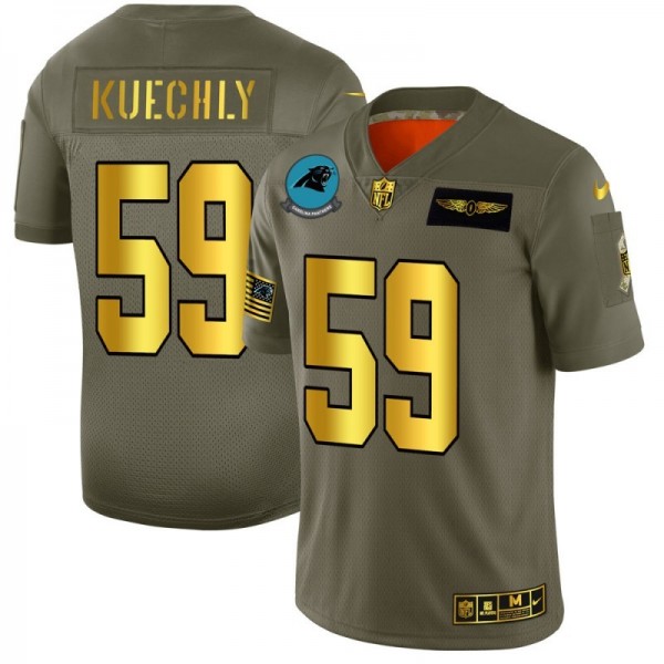 Carolina Panthers #59 Luke Kuechly NFL Men's Nike Olive Gold 2019 Salute to Service Limited Jersey