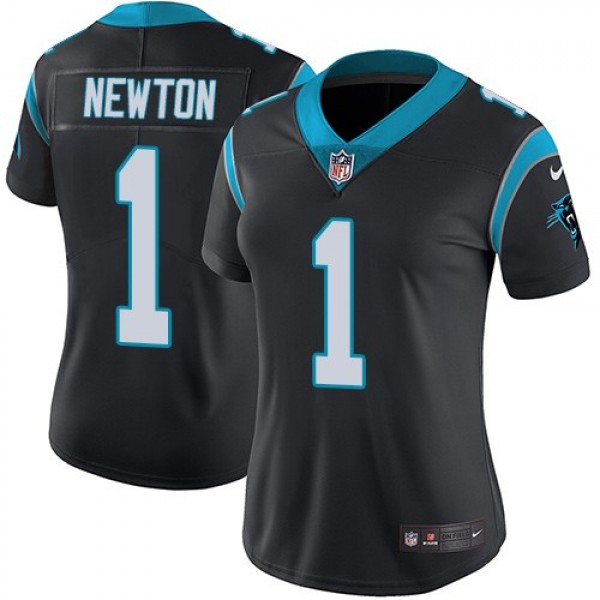 Women's Panthers #1 Cam Newton Black Team Color Stitched NFL Vapor Untouchable Limited Jersey