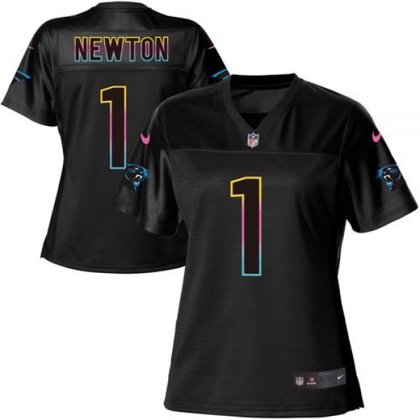 Women's Panthers #1 Cam Newton Black NFL Game Jersey