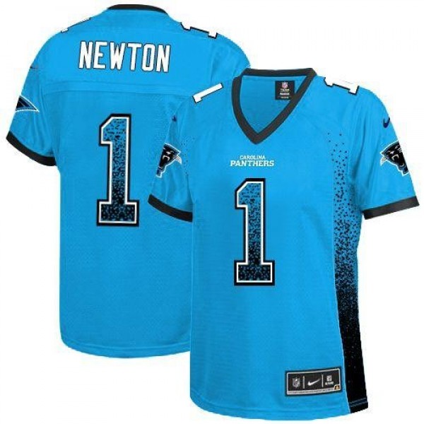 Women's Panthers #1 Cam Newton Blue Alternate Stitched NFL Elite Drift Jersey
