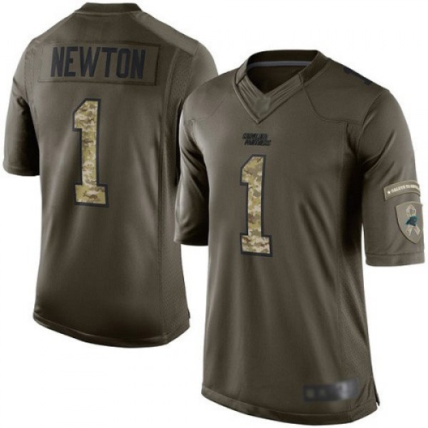 Nike Panthers #1 Cam Newton Green Men's Stitched NFL Limited 2015 Salute to Service Jersey