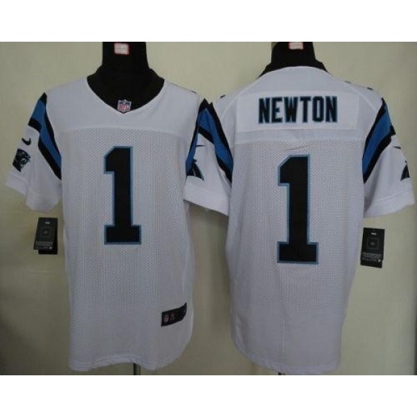 Nike Panthers #1 Cam Newton White Men's Stitched NFL Elite Jersey