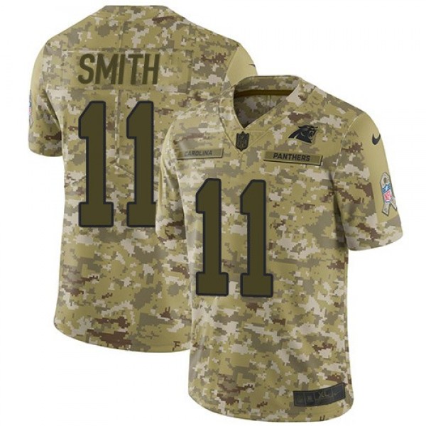 Nike Panthers #11 Torrey Smith Camo Men's Stitched NFL Limited 2018 Salute To Service Jersey
