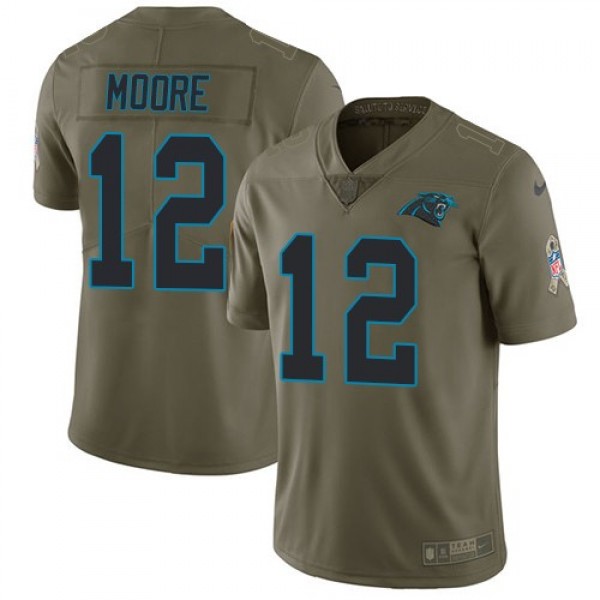 Nike Panthers #12 DJ Moore Olive Men's Stitched NFL Limited 2017 Salute To Service Jersey
