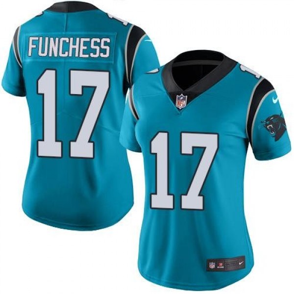 Women's Panthers #17 Devin Funchess Blue Stitched NFL Limited Rush Jersey