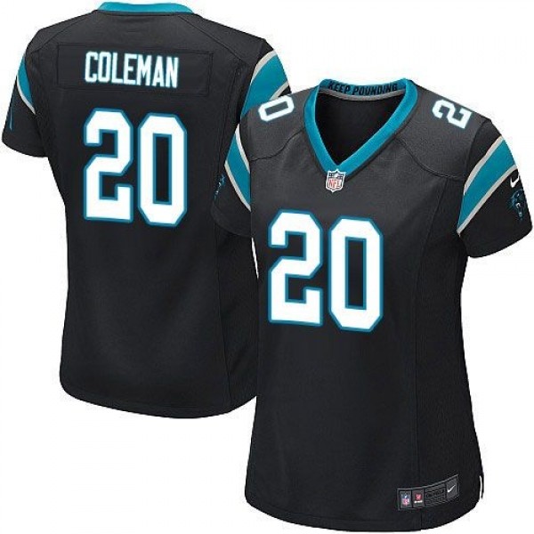 Women's Panthers #20 Kurt Coleman Black Team Color Stitched NFL Elite Jersey