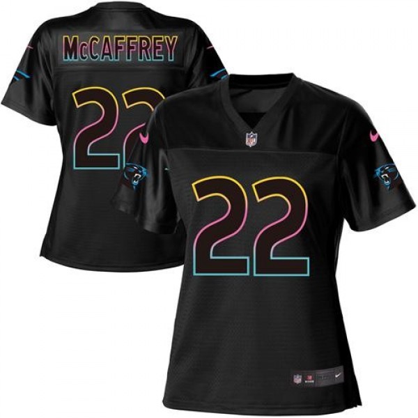 Women's Panthers #22 Christian McCaffrey Black NFL Game Jersey