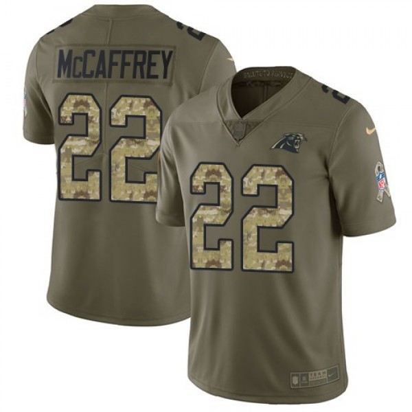Nike Panthers #22 Christian McCaffrey Olive/Camo Men's Stitched NFL Limited 2017 Salute To Service Jersey