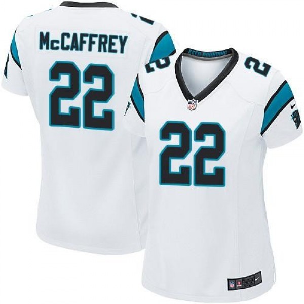 Women's Panthers #22 Christian McCaffrey White Stitched NFL Elite Jersey
