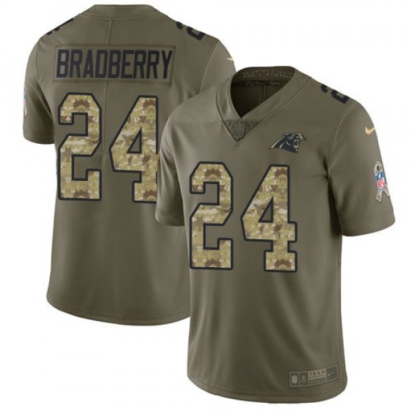 Nike Panthers #24 James Bradberry Olive/Camo Men's Stitched NFL Limited 2017 Salute To Service Jersey
