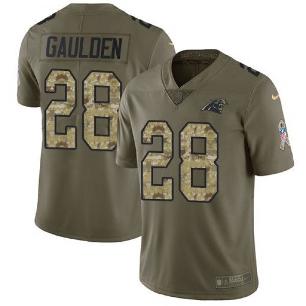 Nike Panthers #28 Rashaan Gaulden Olive/Camo Men's Stitched NFL Limited 2017 Salute To Service Jersey