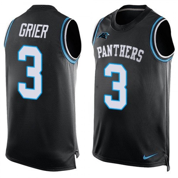 Nike Panthers #3 Will Grier Black Team Color Men's Stitched NFL Limited Tank Top Jersey