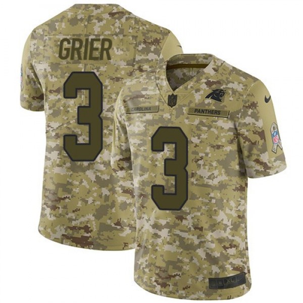 Nike Panthers #3 Will Grier Camo Men's Stitched NFL Limited 2018 Salute To Service Jersey
