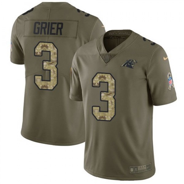 Nike Panthers #3 Will Grier Olive/Camo Men's Stitched NFL Limited 2017 Salute To Service Jersey
