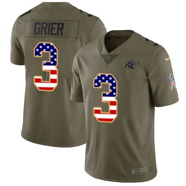 Nike Panthers #3 Will Grier Olive/USA Flag Men's Stitched NFL Limited 2017 Salute To Service Jersey