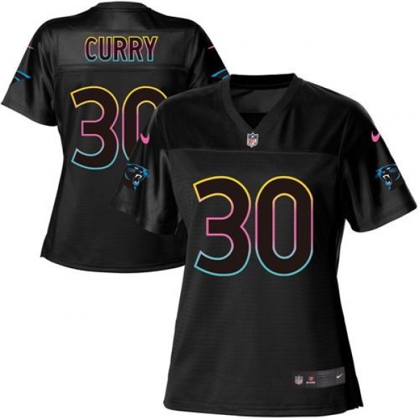 Women's Panthers #30 Stephen Curry Black NFL Game Jersey