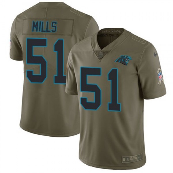 Nike Panthers #51 Sam Mills Olive Men's Stitched NFL Limited 2017 Salute To Service Jersey