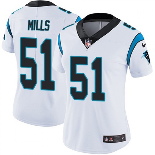 Women's Panthers #51 Sam Mills White Stitched NFL Vapor Untouchable Limited Jersey