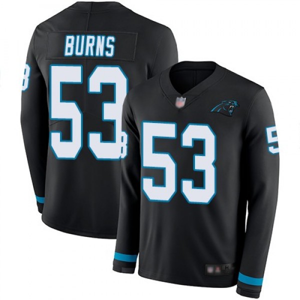 Nike Panthers #53 Brian Burns Black Team Color Men's Stitched NFL Limited Therma Long Sleeve Jersey