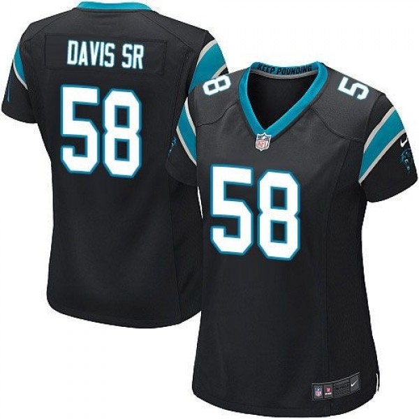 Women's Panthers #58 Thomas Davis Sr Black Team Color Stitched NFL Elite Jersey