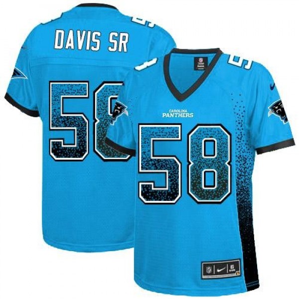 Women's Panthers #58 Thomas Davis Sr Blue Alternate Stitched NFL Elite Drift Jersey