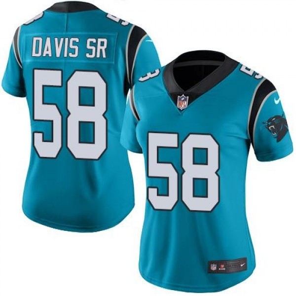 Women's Panthers #58 Thomas Davis Sr Blue Alternate Stitched NFL Vapor Untouchable Limited Jersey