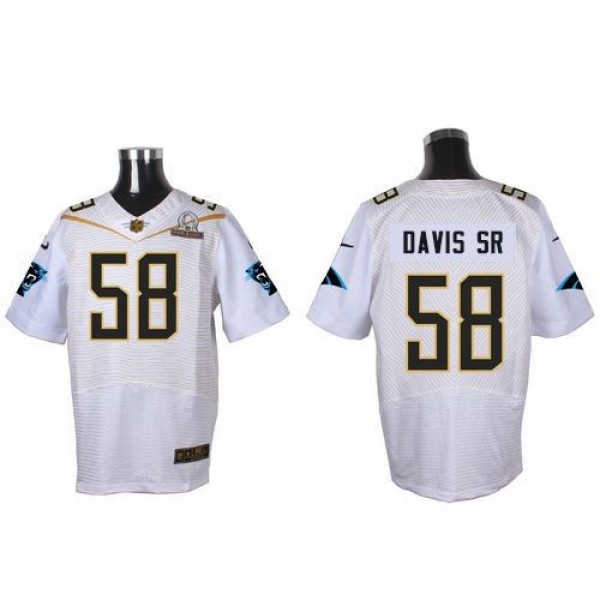 Nike Panthers #58 Thomas Davis Sr White 2016 Pro Bowl Men's Stitched NFL Elite Jersey