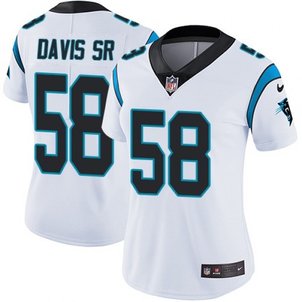 Women's Panthers #58 Thomas Davis Sr White Stitched NFL Vapor Untouchable Limited Jersey