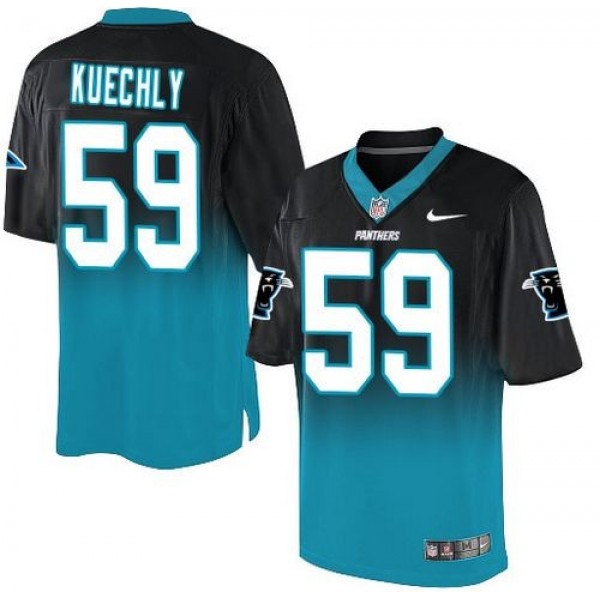 Nike Panthers #59 Luke Kuechly Black/Blue Men's Stitched NFL Elite Fadeaway Fashion Jersey