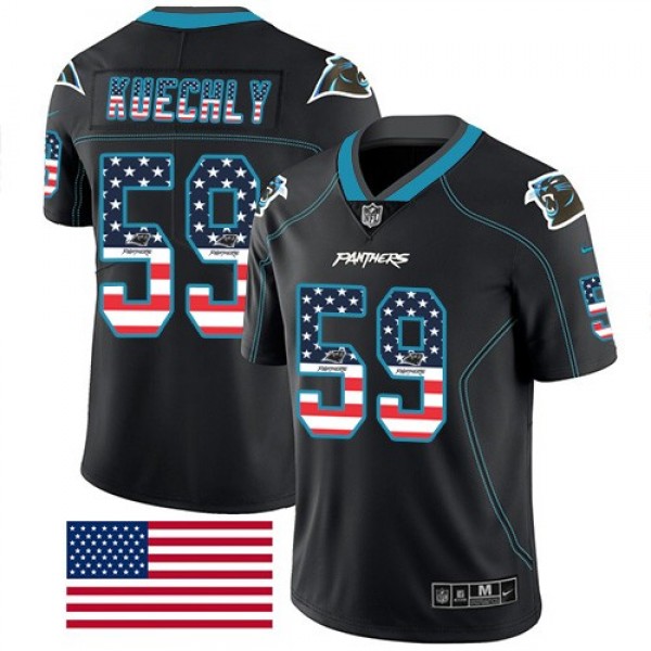 Nike Panthers #59 Luke Kuechly Black Men's Stitched NFL Limited Rush USA Flag Jersey