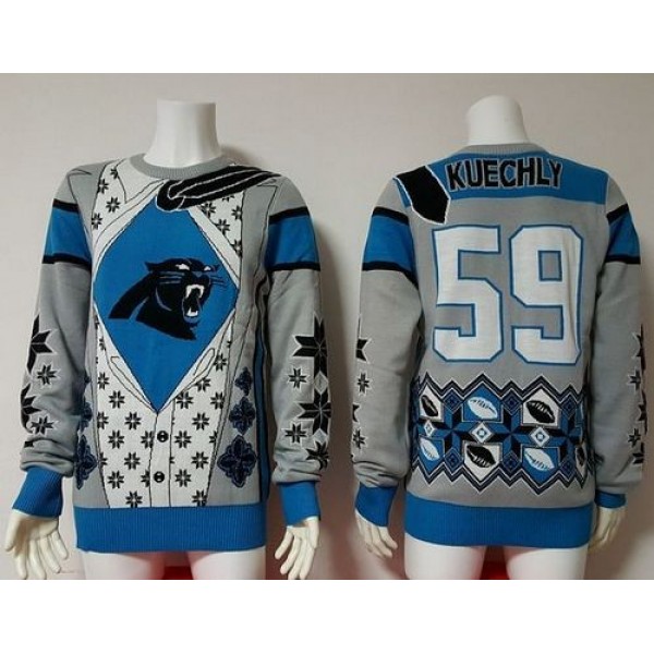 Nike Panthers #59 Luke Kuechly Blue/Grey Men's Ugly Sweater