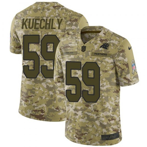 Nike Panthers #59 Luke Kuechly Camo Men's Stitched NFL Limited 2018 Salute To Service Jersey