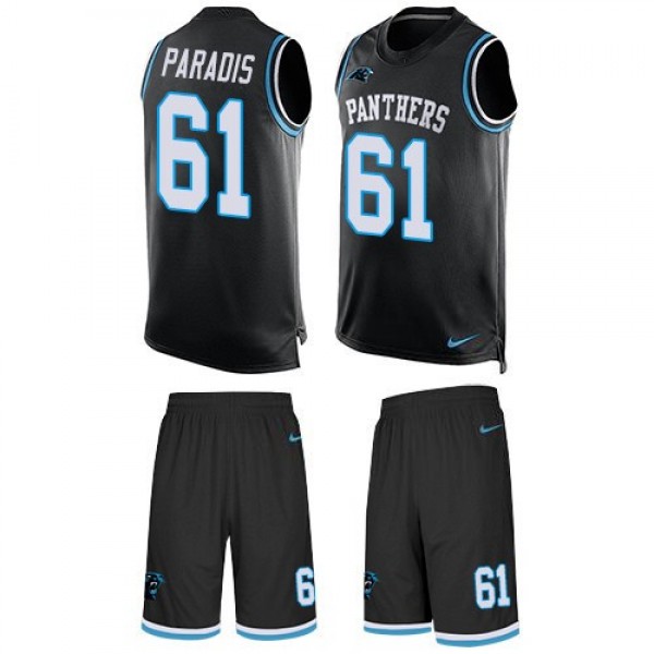 Nike Panthers #61 Matt Paradis Black Team Color Men's Stitched NFL Limited Tank Top Suit Jersey
