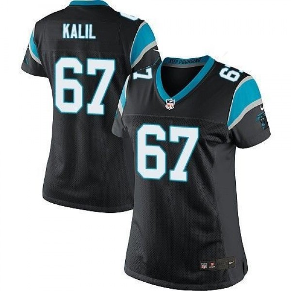 Women's Panthers #67 Ryan Kalil Black Team Color Stitched NFL Elite Jersey