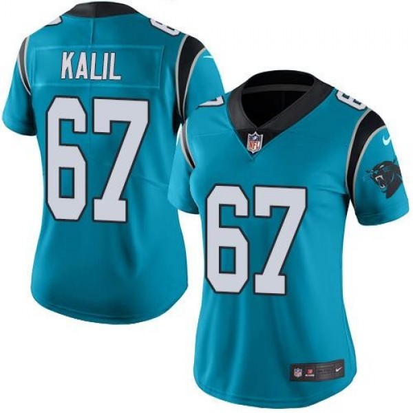 Women's Panthers #67 Ryan Kalil Blue Stitched NFL Limited Rush Jersey