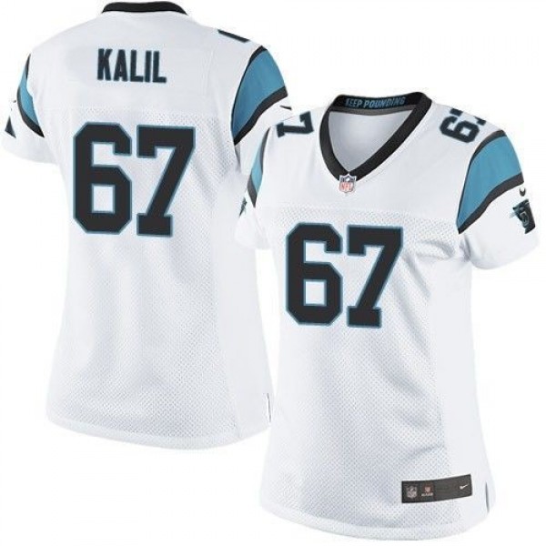 Women's Panthers #67 Ryan Kalil White Stitched NFL Elite Jersey