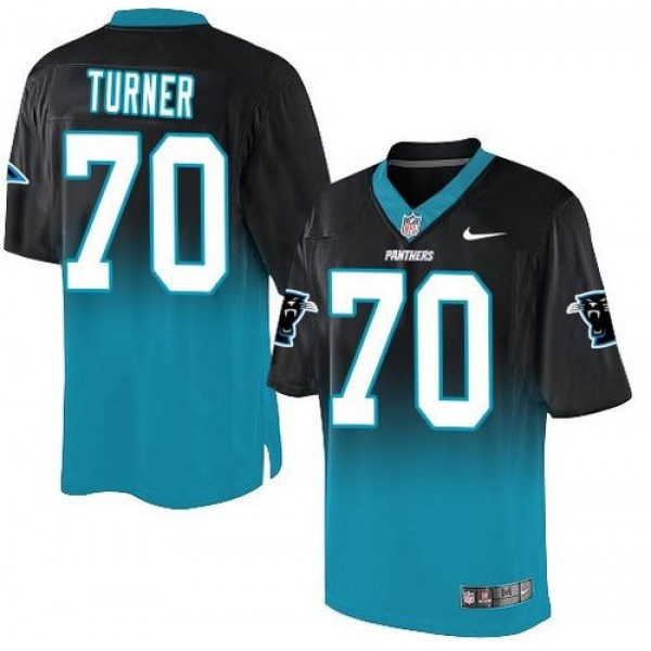 Nike Panthers #70 Trai Turner Black/Blue Men's Stitched NFL Elite Fadeaway Fashion Jersey
