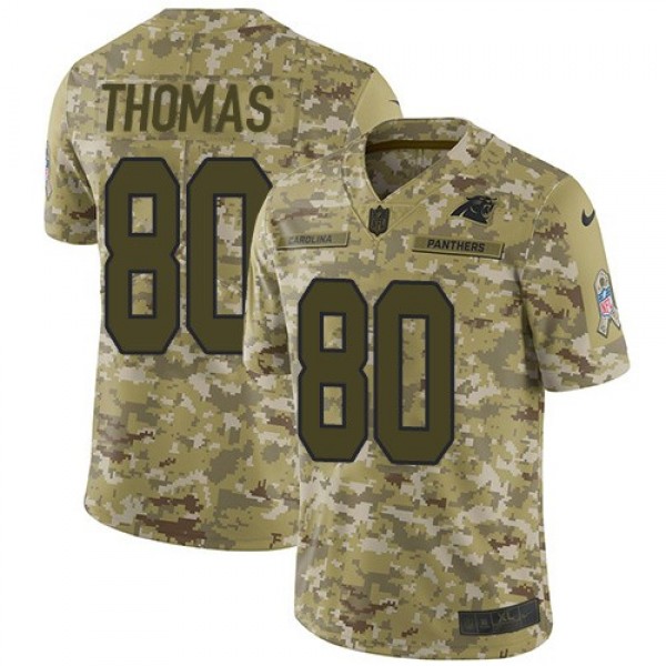 Nike Panthers #80 Ian Thomas Camo Men's Stitched NFL Limited 2018 Salute To Service Jersey