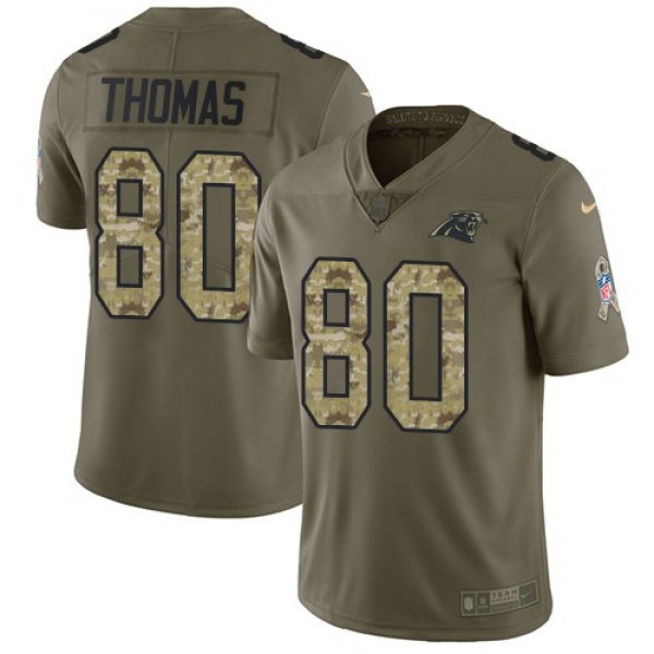 Nike Panthers #80 Ian Thomas Olive/Camo Men's Stitched NFL Limited 2017 Salute To Service Jersey