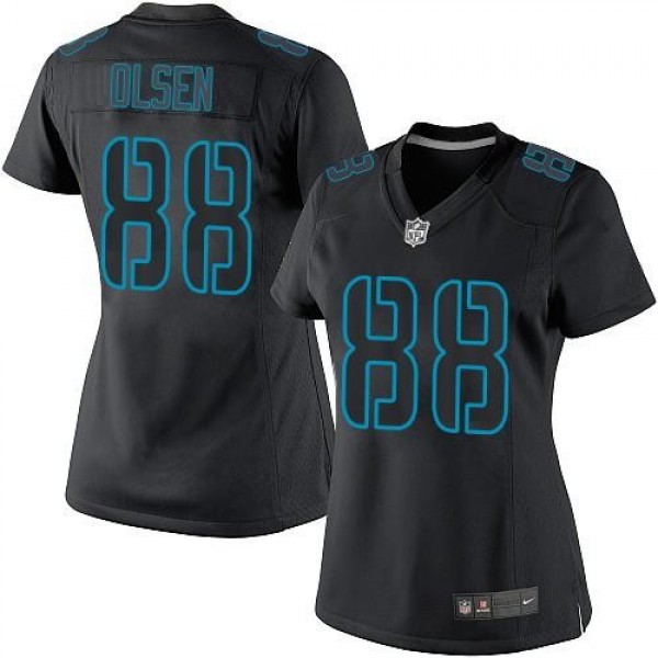 Women's Panthers #88 Greg Olsen Black Impact Stitched NFL Limited Jersey