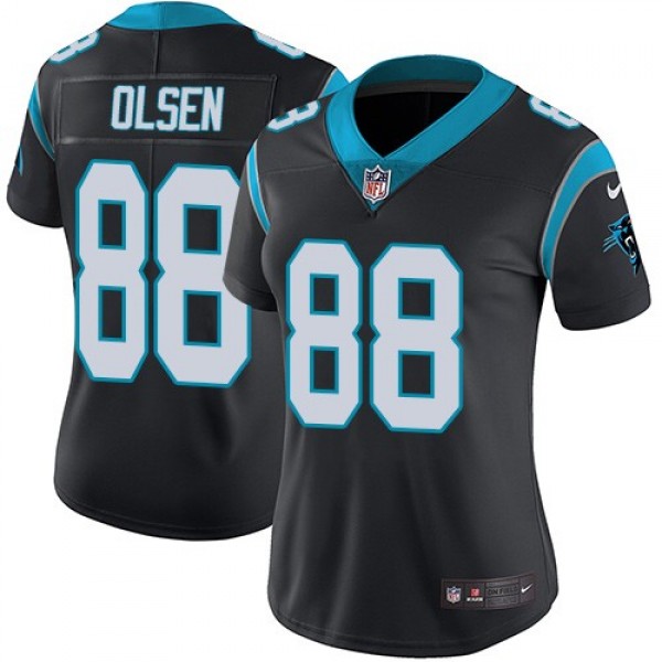 Women's Panthers #88 Greg Olsen Black Team Color Stitched NFL Vapor Untouchable Limited Jersey