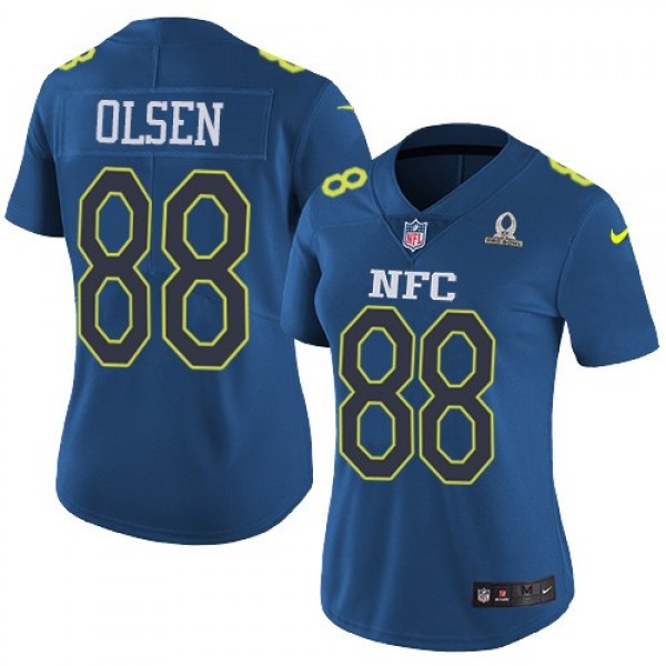 Women's Panthers #88 Greg Olsen Navy Stitched NFL Limited NFC 2017 Pro Bowl Jersey